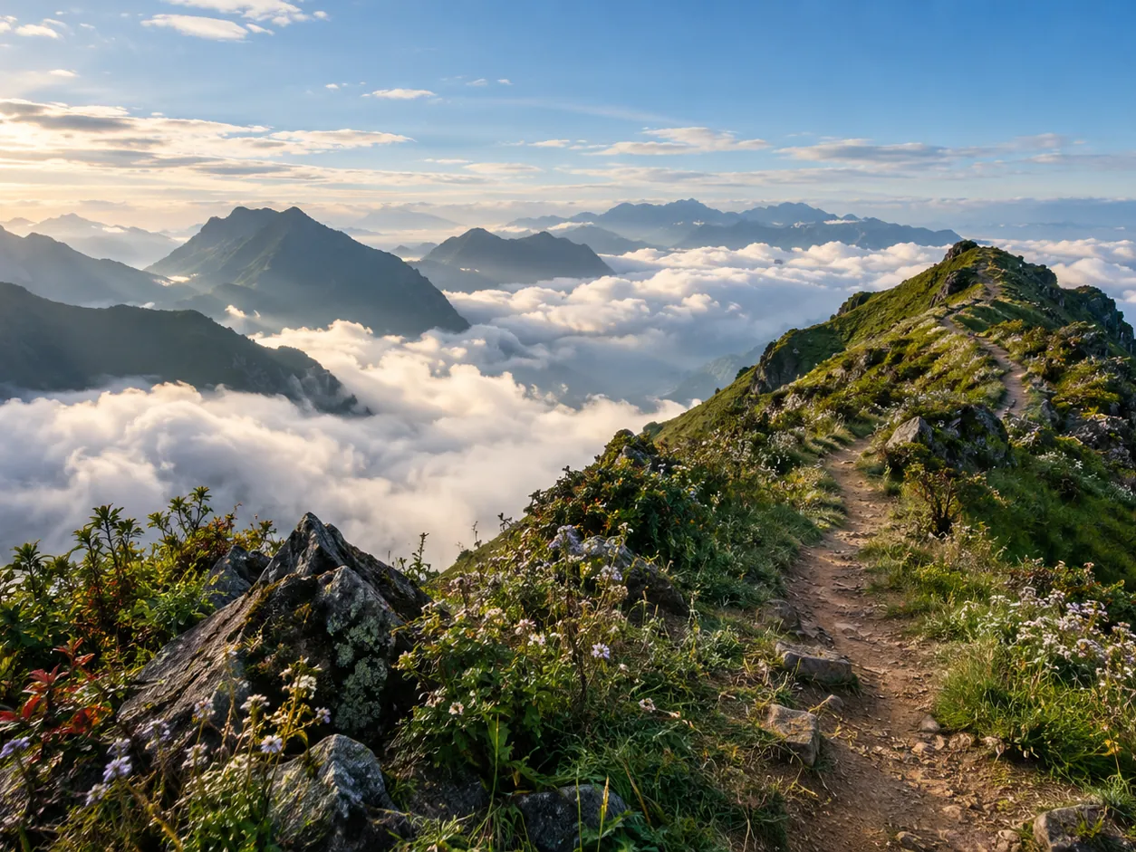 Ngày mây tràn qua sống núi Tà Tao 2.400m
